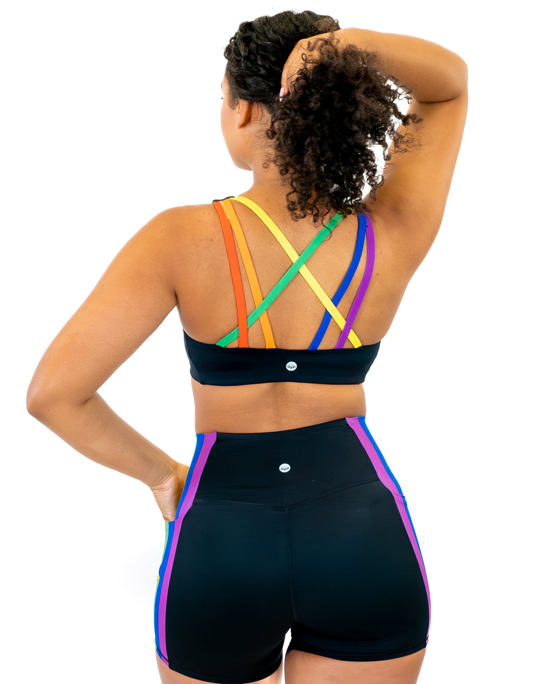 Rainbow Ombre Sports Bra, Colorful Premium Women's Padded Bra