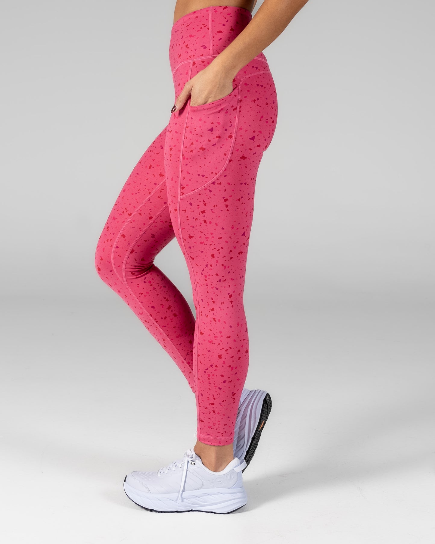 High Waisted Vinyasa 7/8 Leggings - Hibiscus Terrazzo