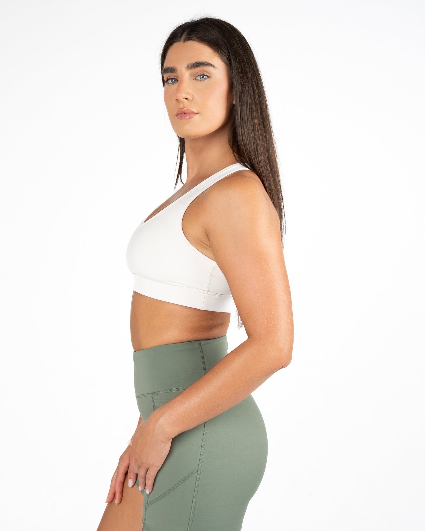 Pocket Sports Bra Medium Impact Support Sarah In White Senita Athletics