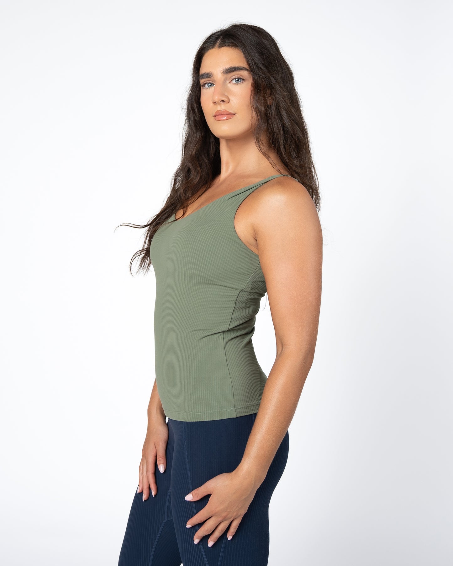 Shakti Ribbed Tank (Long)  - Olive