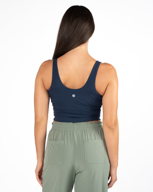 Shakti Ribbed Tank (Mid-Length)  - Navy