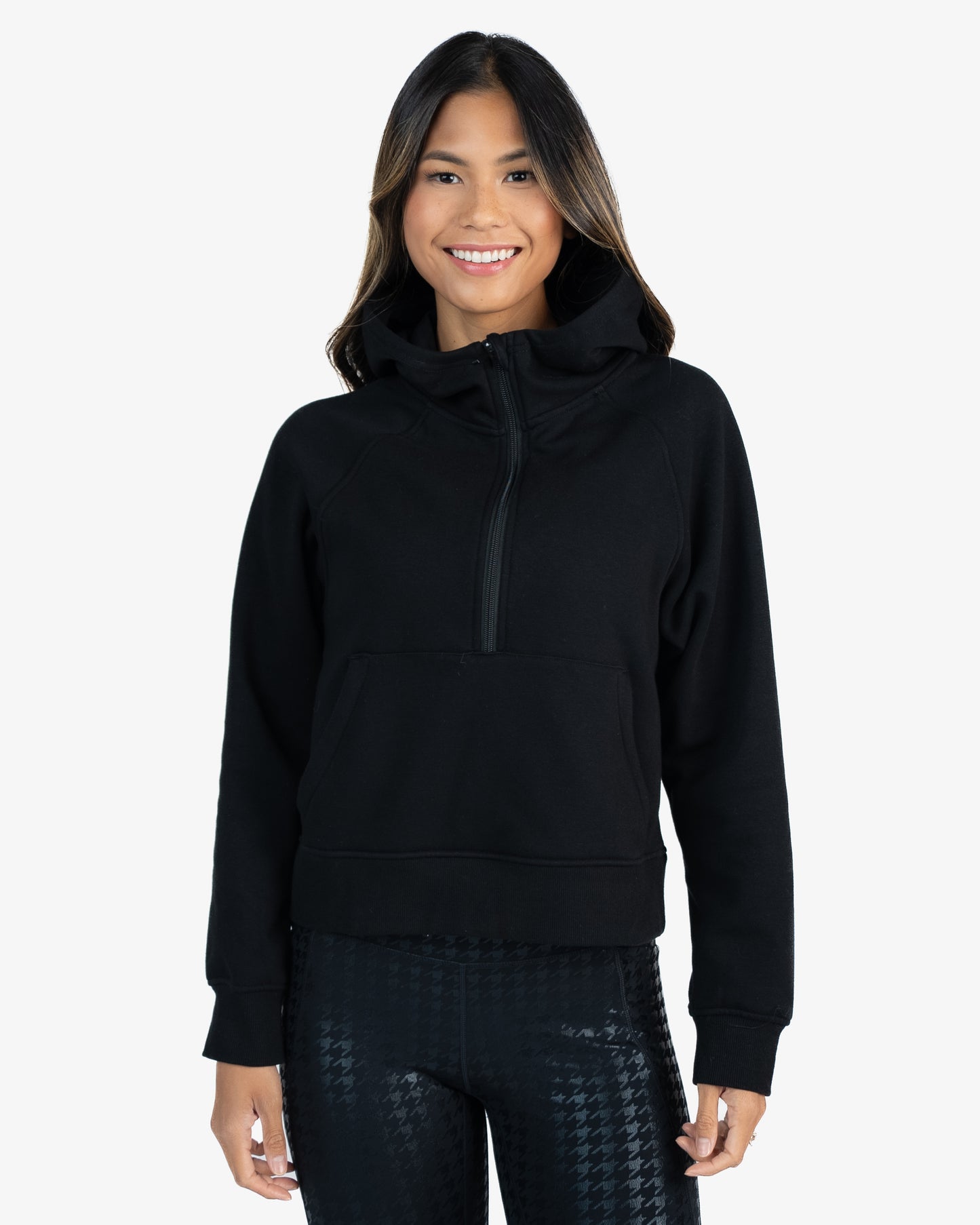 Classic Half Zip Up Hoodie Black