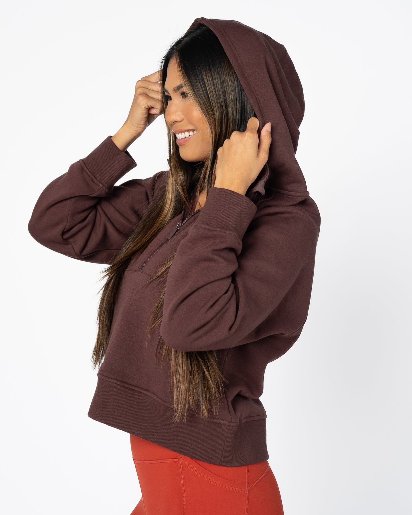 Classic Half Zip Up Hoodie - Fossil