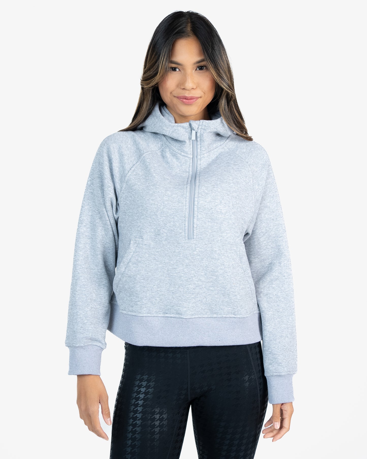 Classic Half Zip Up Hoodie - Heathered Gray