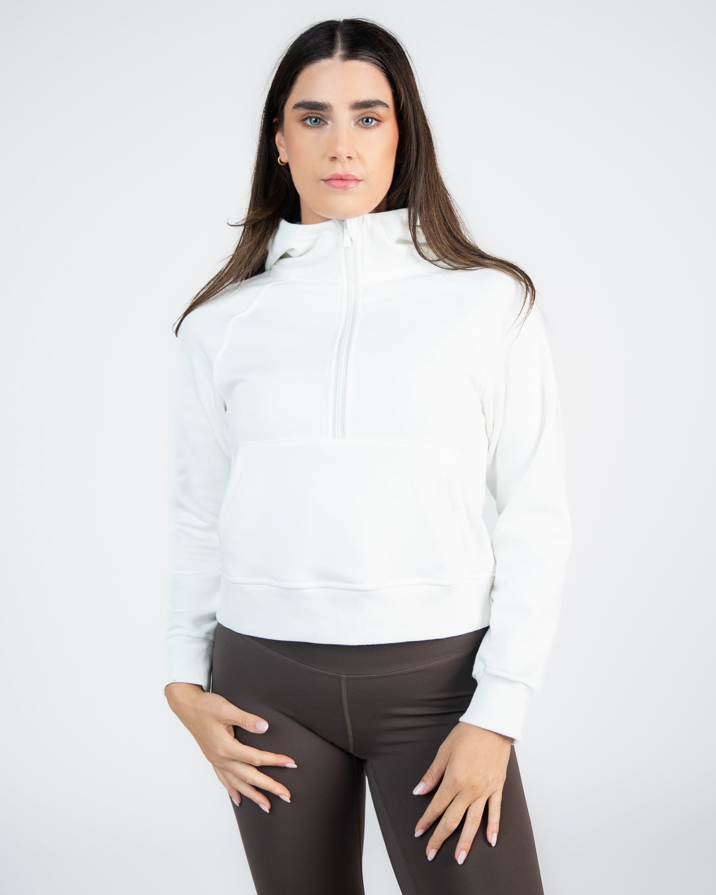 Classic Half Zip Up Hoodie - Sweet Cream