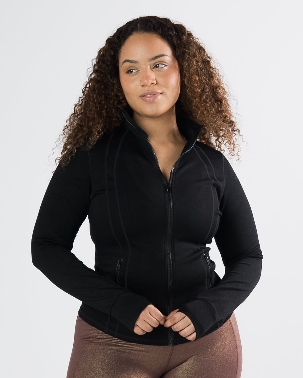 Full Zip Soft Scuba Jacket - Black