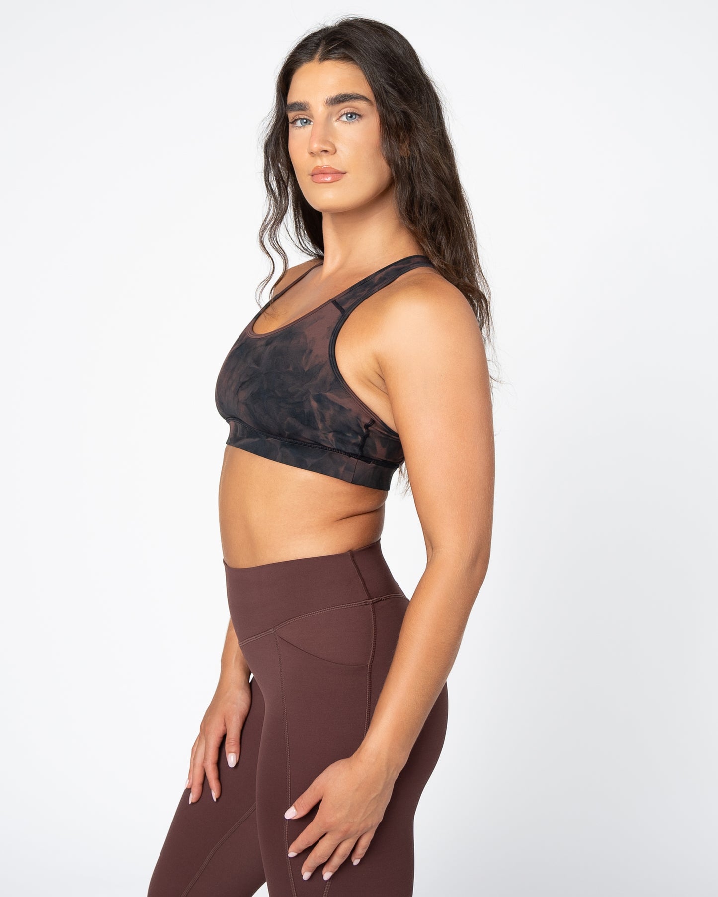 Lux Sarah Sports Bra - Fossil / Black Tie Dye