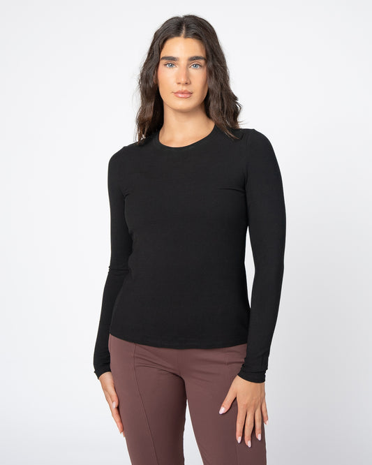 Ribbed Radiate Long Sleeve - Black