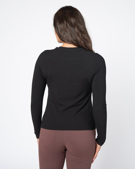 Ribbed Radiate Long Sleeve - Black