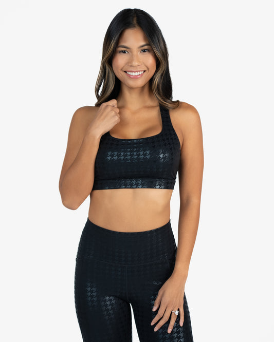 Square Neck Bra - Black Houndstooth