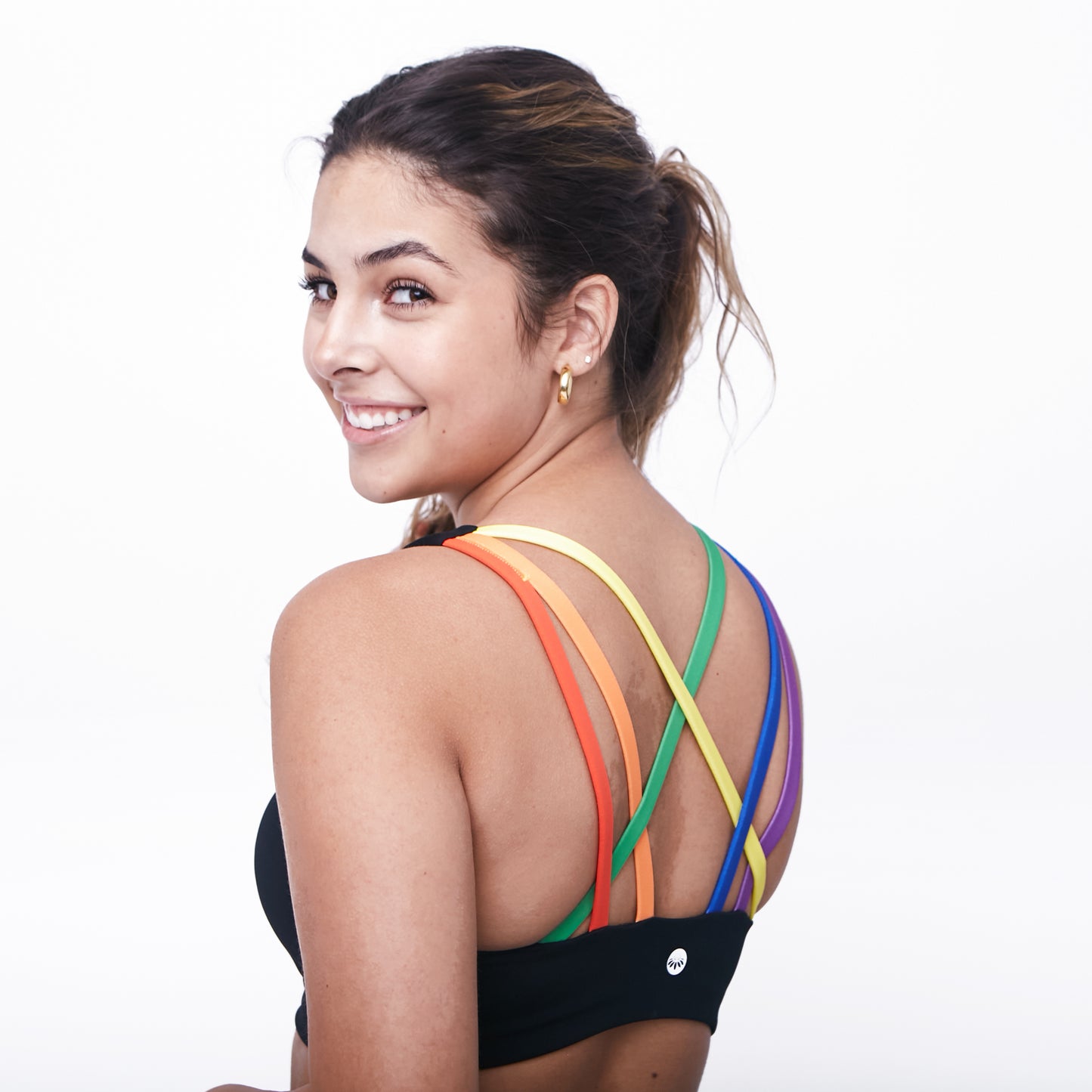 36B sexy Rhinestone Rainbow slip on sports bra