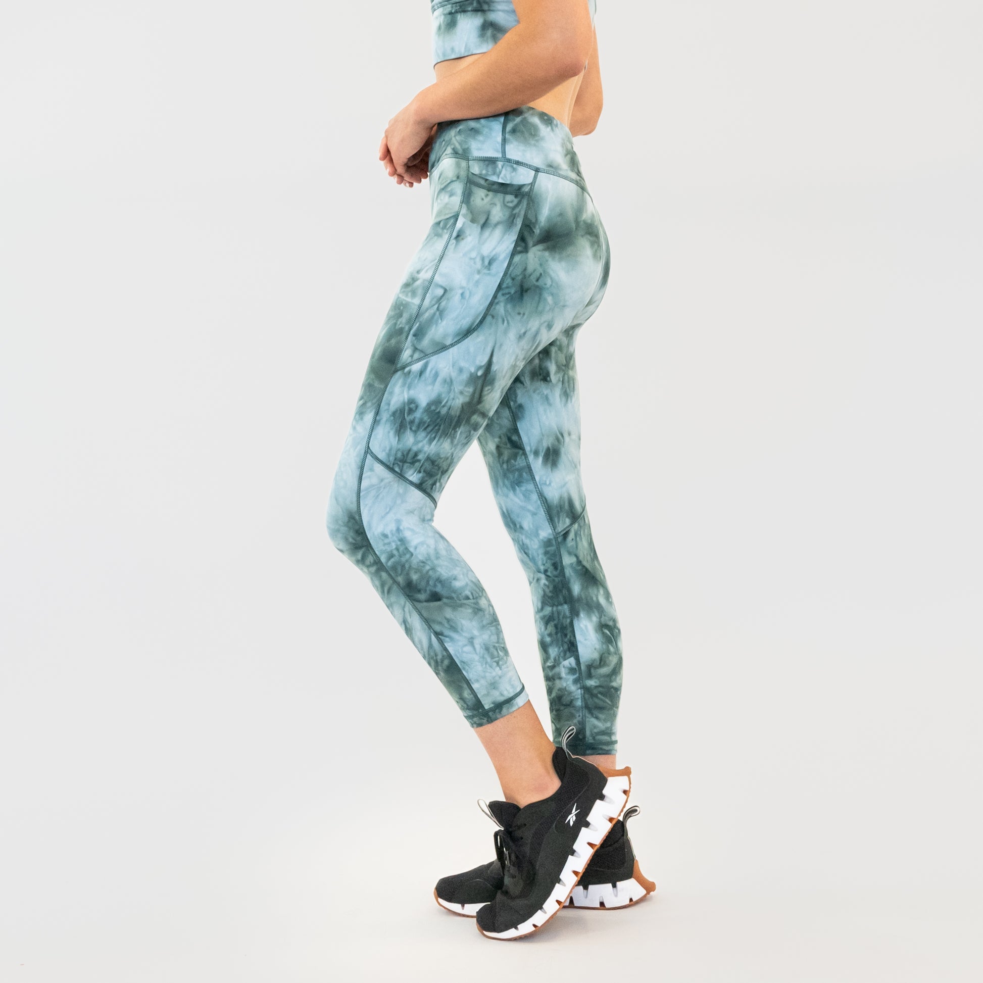 Senita Athletics Lux 7/8 Capris - Dark Sage Tie Dye - Final Sale S